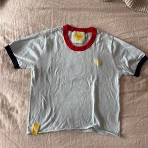 Blue and Red Short Sleeve Sweater